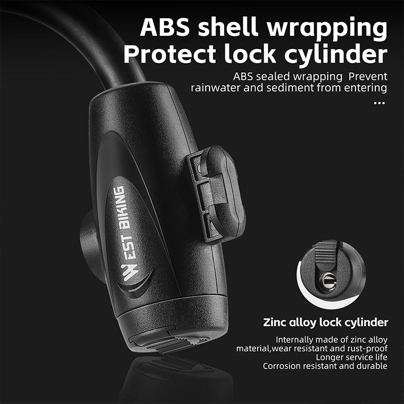 WEST BIKING YP0705099 1.2m Bicycle Lock Anti-freeze Steel Cable Anti-Theft Lock WEST BIKING YP0705099 1.2m Bicycle Lock Anti-freeze Steel Cable Anti-Theft Lock